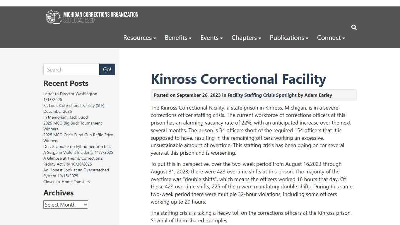 Kinross Correctional Facility – MCO